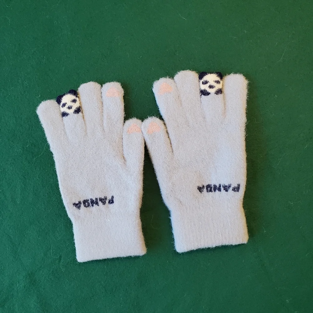 Touch screen cozy women's gloves - blue/gray